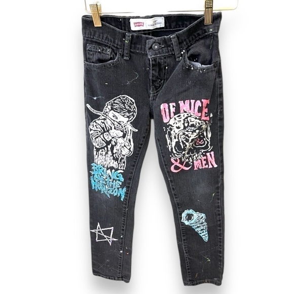 Levis 510 OOAK paint graphic throughout, straight leg  jeans, 10 Reg(Youth) - Picture 1 of 16